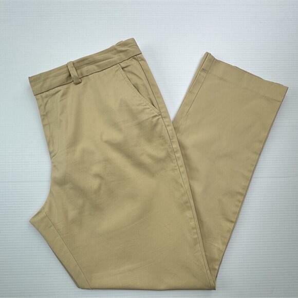 Lands End Womens 16 Pants Mid Rise Straight Leg Chino Crop Pants Tan Khaki - Picture 3 of 11